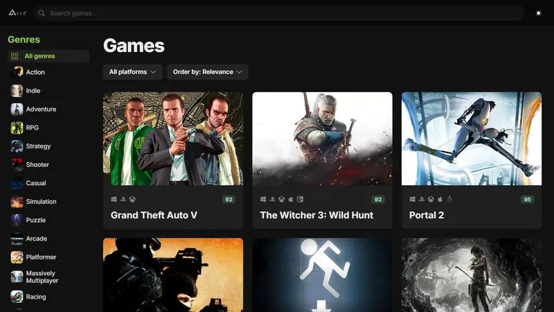 Screenshot of Games Hub | Video Game Catalog